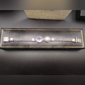 Rustic Braided Amethyst & Pearl Bracelet